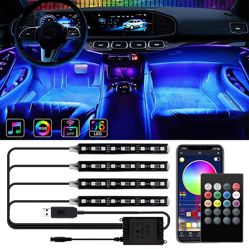 RGB LED trake za enterijer automobila sa daljinskim